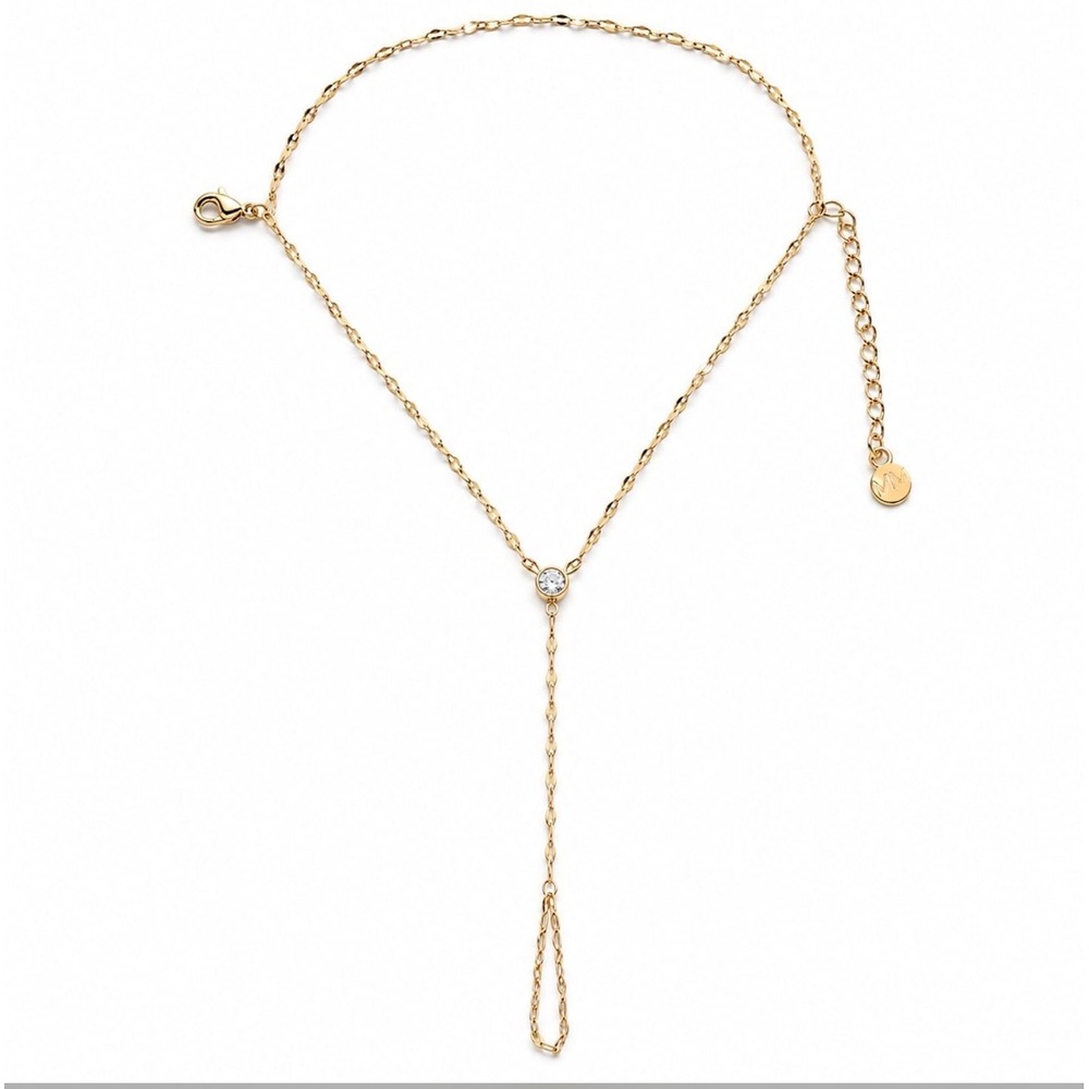 Mayamar Gold Tone Crystal Hand Chain Bracelet Ring Bracelet